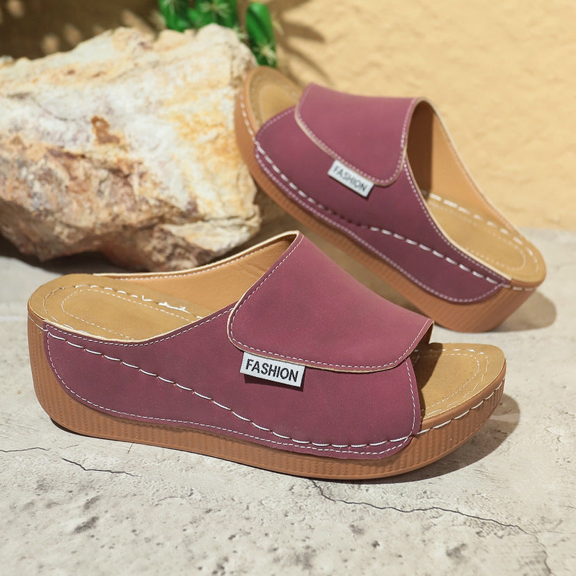 Marchéa | Mules Compensées en Cuir Respirant