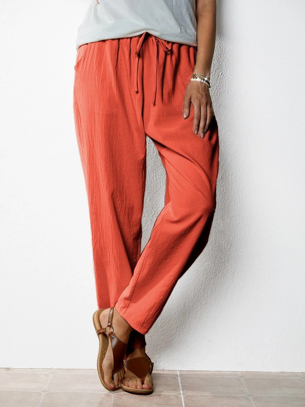 Pantalon Décontracté en Coton