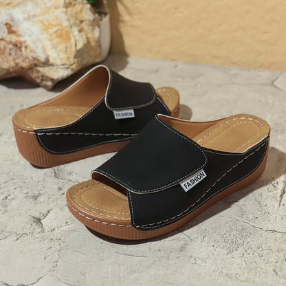 Marchéa | Mules Compensées en Cuir Respirant