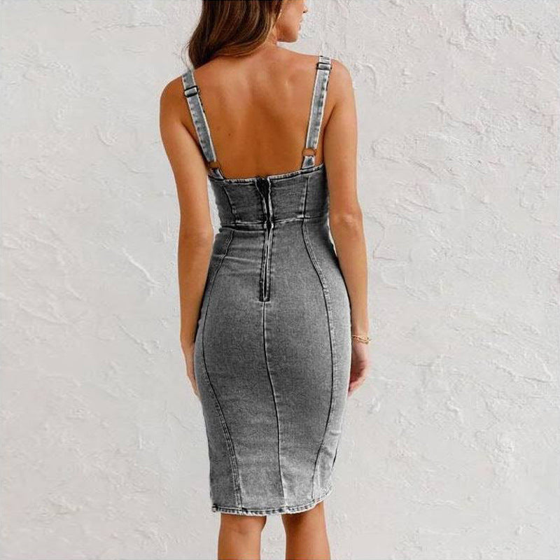 Robe Camisole en Denim Ajustée