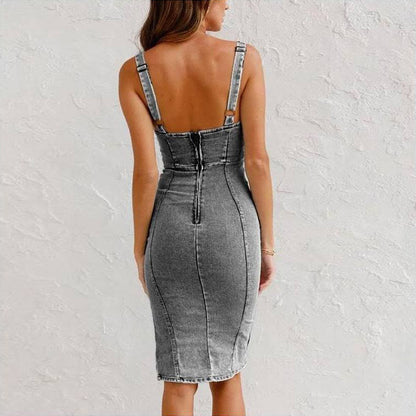 Robe Camisole en Denim Ajustée