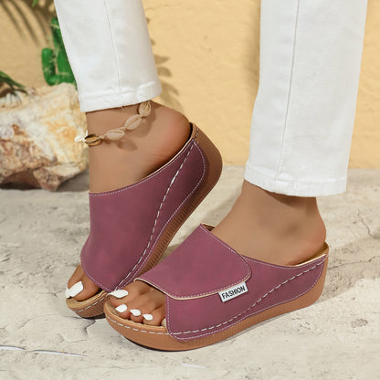Marchéa | Mules Compensées en Cuir Respirant