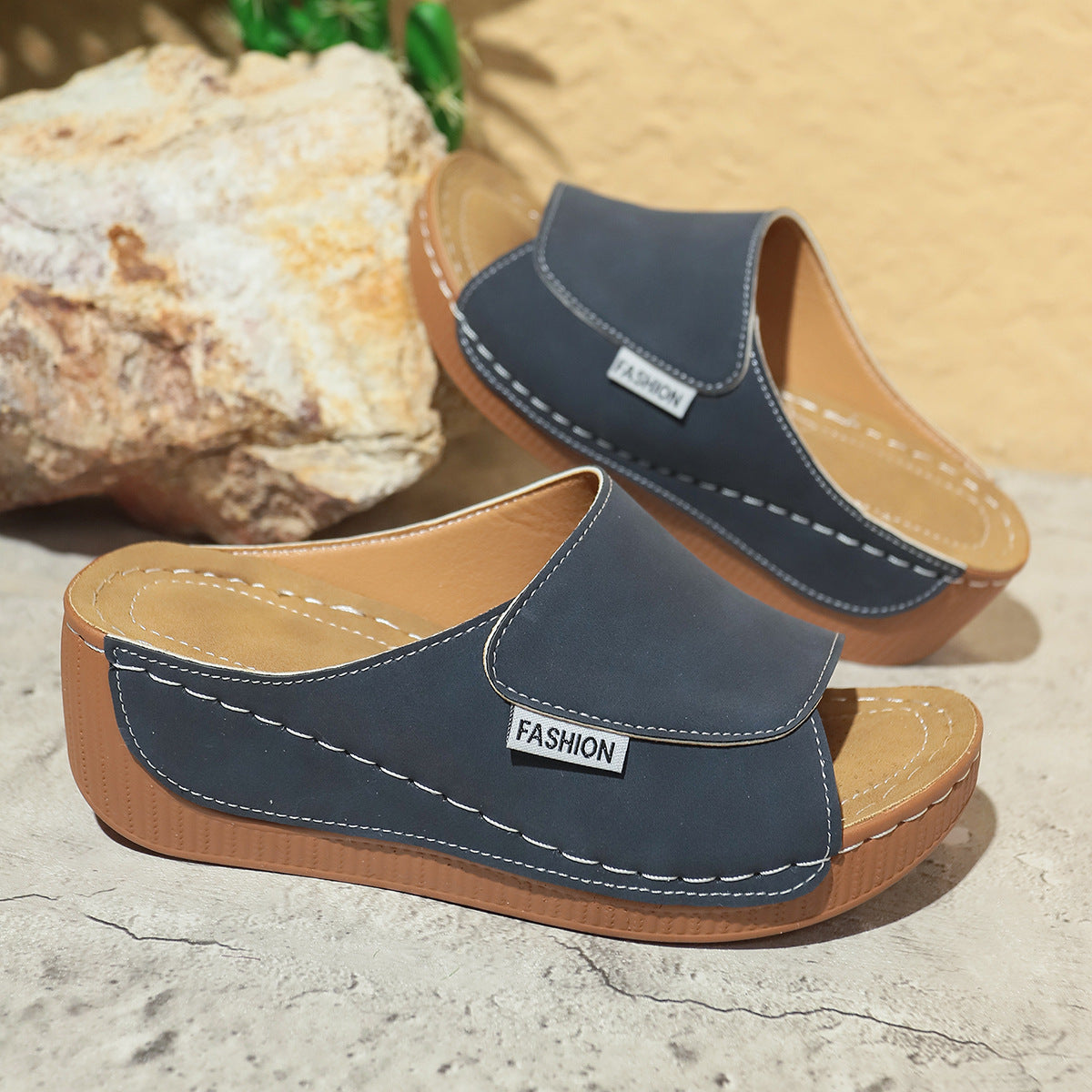 Marchéa | Mules Compensées en Cuir Respirant