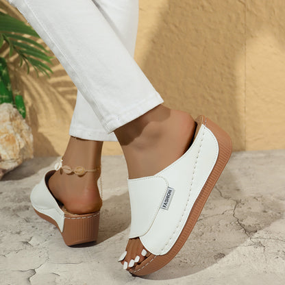 Marchéa | Mules Compensées en Cuir Respirant