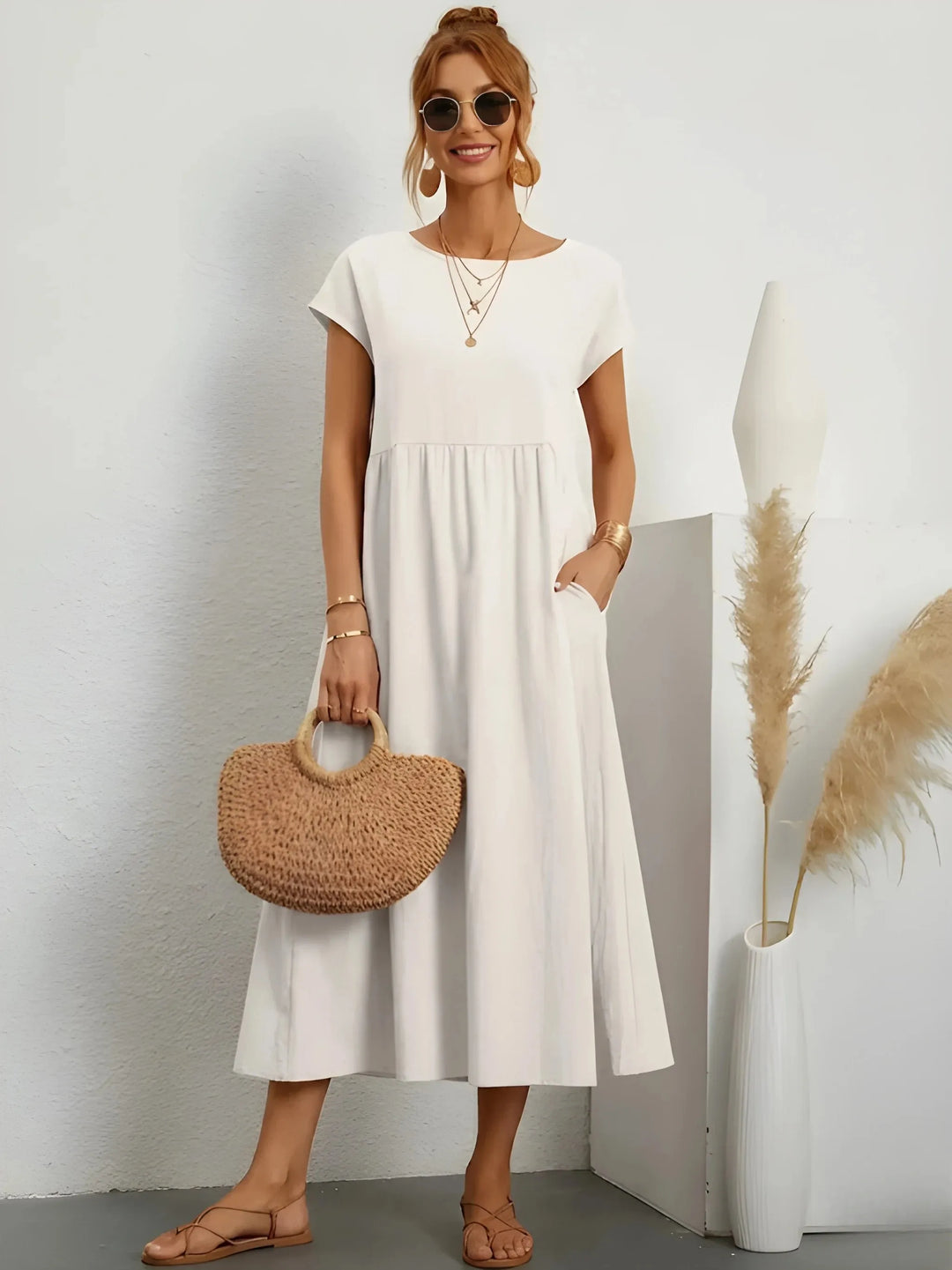 Damen Stilvolles, figurschmeichelndes Sommer-Maxikleid für mit bequemer Passform