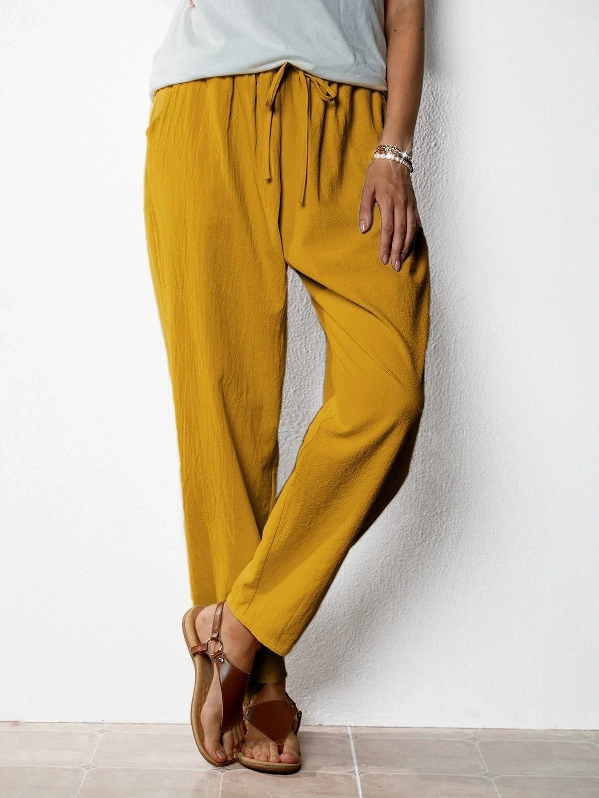 Pantalon Décontracté en Coton